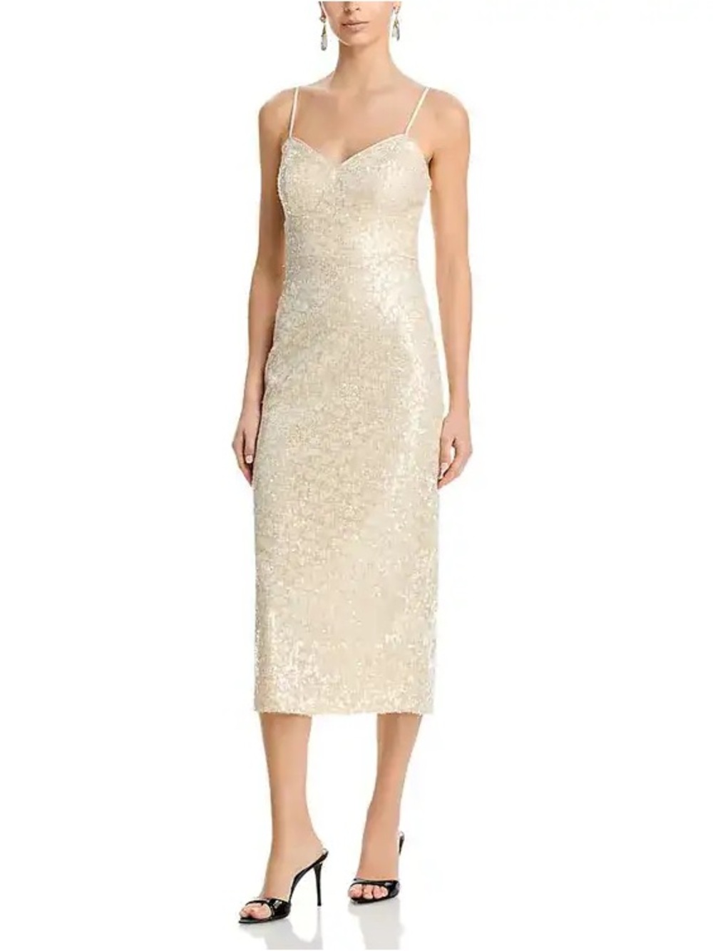 Eliza J Sequin Sweetheart Midi Dress in Yellow